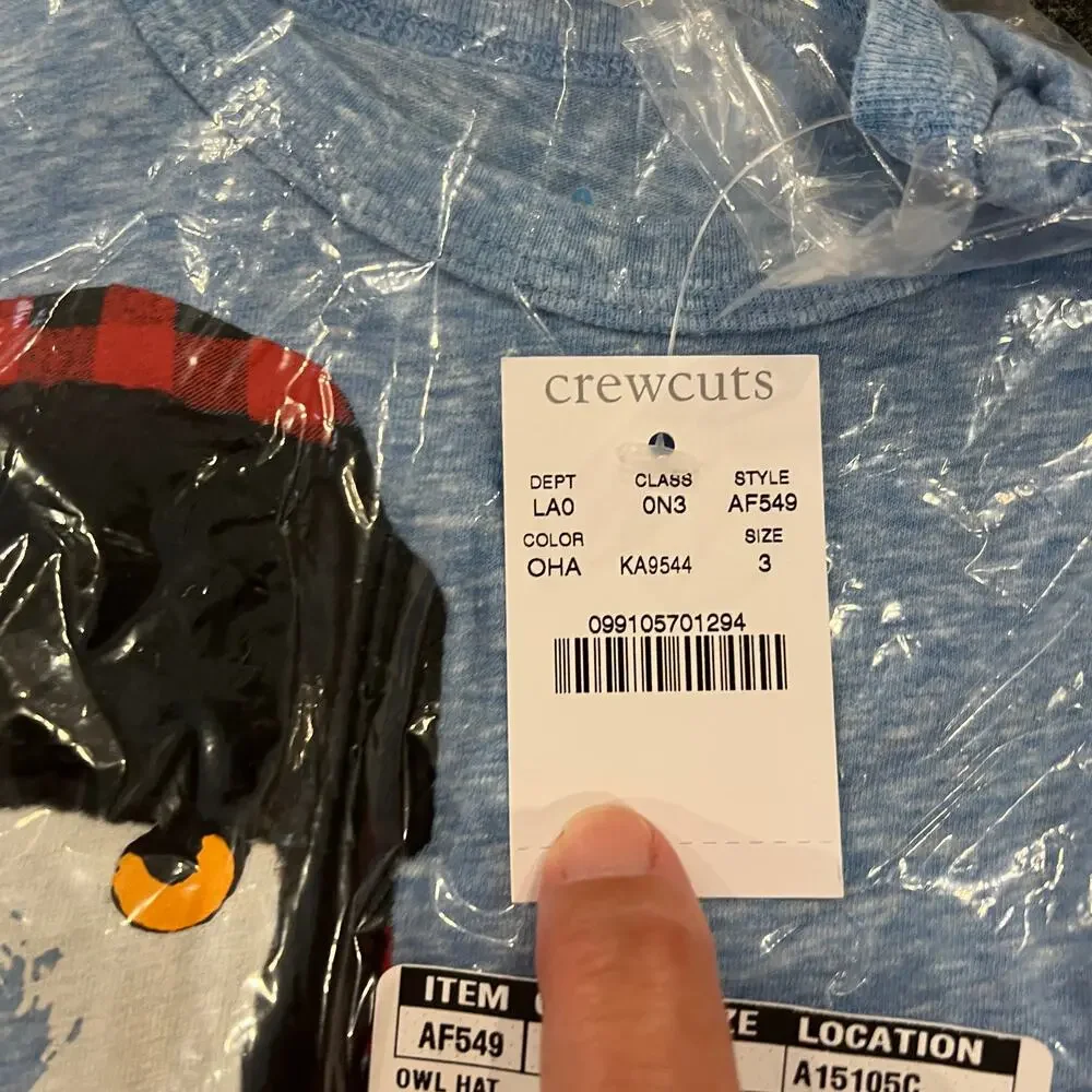 NWT J. Crew Boys' Light Blue W/Sherpa Owl Long Sleeve Tee